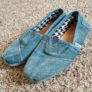 TOMS teal/blue corduroy slip-ons!